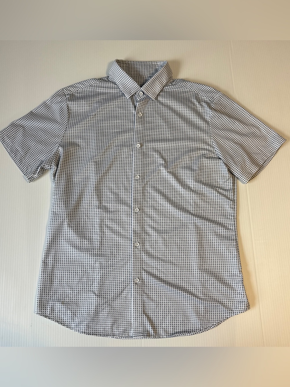 Mizzen+Main Trim Performance Button Up Shirt Geometric Stretch Office Golf Med